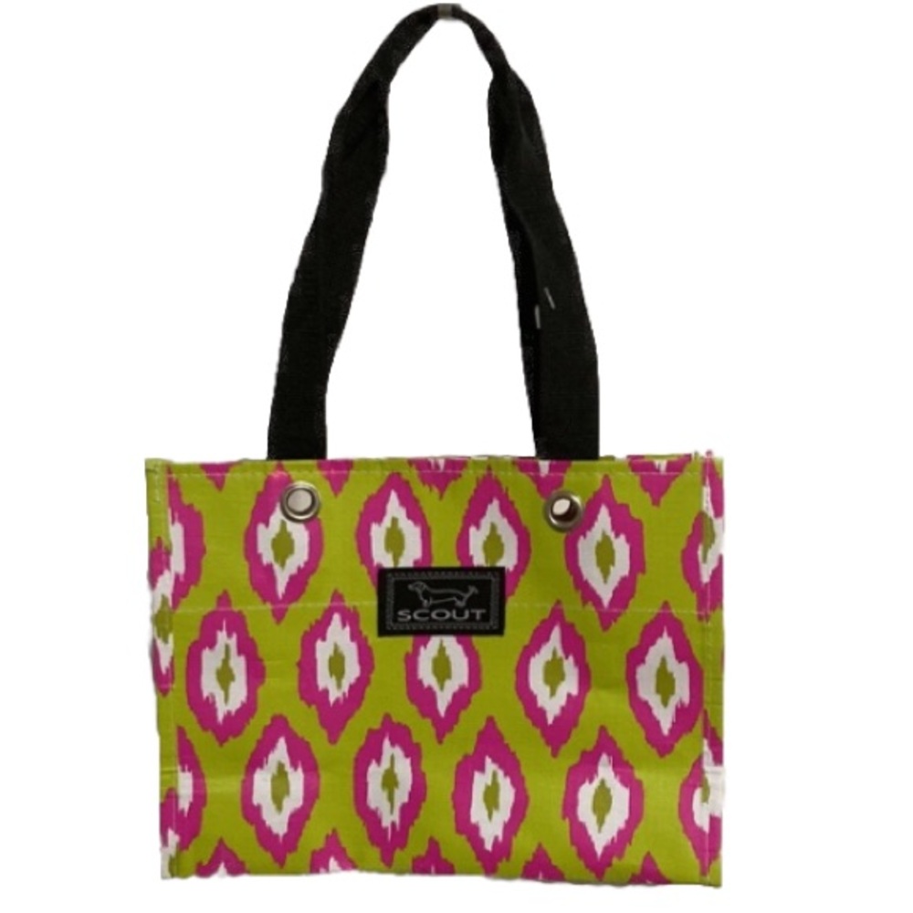 SCOUT Dachshund Small Tote Gift Bag Neon Green Pink 11.25 x 8.25 Inches
